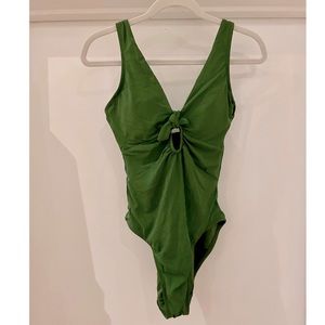 Robin Piccone Ava Plunge One Piece Bathing Suit, Size 8.
